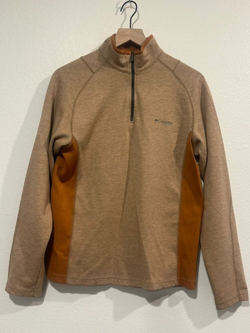 Columbia Titanium Men's Quarter-Zip Pullover - Tan/Rust Colorblock